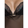 Сорочка Passion DELIENA CHEMISE XXL/XXXL black, стрінги із заниженою талією
