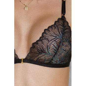 Комплект з відкритим доступом Passion DELIENA SET S/M black, ліф, стрінги, пояс для панчіх