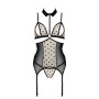 Корсет з відкритими грудьми Passion DOMINICA CORSET L/XL beige, пажі для панчіх, стрінги