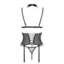 Корсет з відкритими грудьми Passion DOMINICA CORSET L/XL beige, пажі для панчіх, стрінги