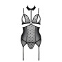 Корсет з відкритими грудьми Passion DOMINICA CORSET L/XL black, пажі для панчіх, стрінги