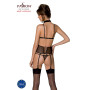 Корсет з відкритими грудьми Passion DOMINICA CORSET XXL/XXXL black, пажі для панчіх, стрінги
