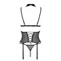 Корсет з відкритими грудьми Passion DOMINICA CORSET XXL/XXXL black, пажі для панчіх, стрінги