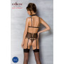 Корсет з відкритими грудьми Passion DOMINICA CORSET XXL/XXXL black, пажі для панчіх, стрінги