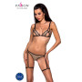 Еротичний комплект спідньої білизни Passion GABI SET L/XL beige, трусики з гартерами