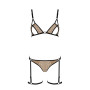 Еротичний комплект спідньої білизни Passion GABI SET L/XL beige, трусики з гартерами