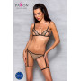 Еротичний комплект спідньої білизни Passion GABI SET L/XL beige, трусики з гартерами