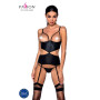 Корсет з відкритими грудьми Passion JANNIES CORSET S/M black, стрінги в наборі