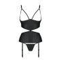 Корсет з відкритими грудьми Passion JANNIES CORSET S/M black, стрінги в наборі