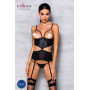 Корсет з відкритими грудьми Passion JANNIES CORSET S/M black, стрінги в наборі