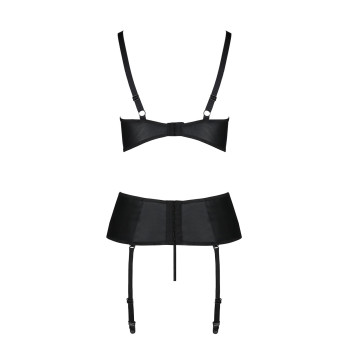 Корсет с открытой грудью Passion JANNIES CORSET XXL/XXXL black, стринги в наборе