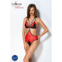 Напівпрозоре боді з мереживом Passion PEONIA BODY XXL/XXXL red