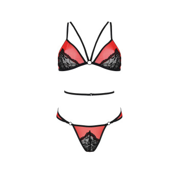 Комплект білизни Passion PEONIA SET XXL/XXXL red, бра, трусики