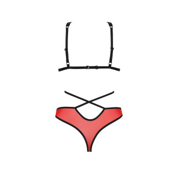 Комплект білизни Passion PEONIA SET XXL/XXXL red, бра, трусики