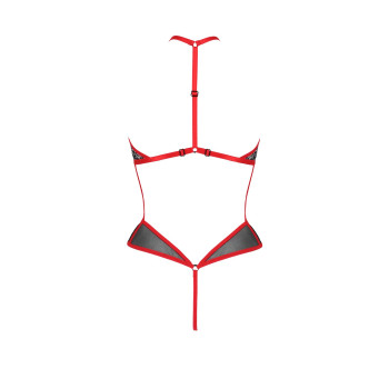 Сетчатое боди с кружевом на груди Passion SATARA BODY L/XL red