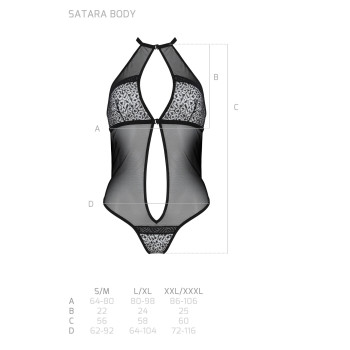 Сетчатое боди с кружевом на груди Passion SATARA BODY L/XL red