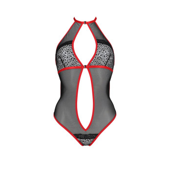 Сітчасте боді з мереживом на грудях Passion SATARA BODY S/M red
