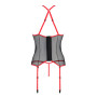 Корсет с пажами Passion SATARA CORSET XXL/XXXL red, стринги, кружево, застежки спереди и сзади