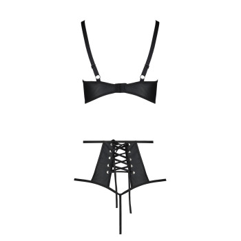 Комплект білизни Passion TASMINA SET XXL/XXXL black, ліф, високі трусики з корсетом ззаду