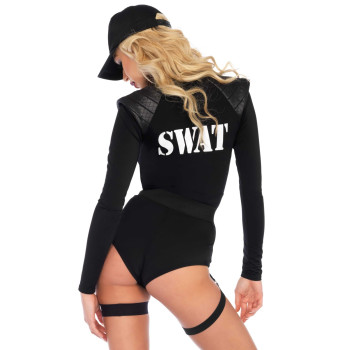 Костюм еротичних спецсил Leg Avenue SWAT Team Babe XS, боді, пояс, підв’язки, іграшкова рація, кепка