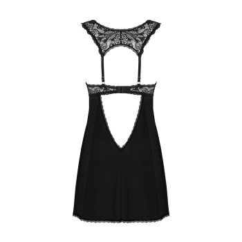 Сорочка бебі-дол з мереживом на грудях Obsessive Donna Dream babydoll XS/S Black, стрінги