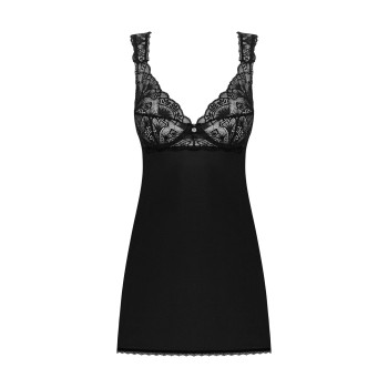 Сорочка бебі-дол з мереживом на грудях Obsessive Donna Dream babydoll M/L Black, стрінги