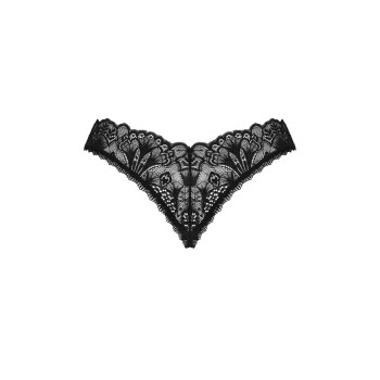 Кружевные стринги Obsessive Donna Dream crotchless thong M/L Black, открытый доступ