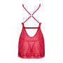 Прозора сорочка бебі-дол Obsessive Lacelove babydoll & thong M/L Red, мереживо, стрінги