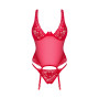 Прозрачный корсет Obsessive Lacelove corset M/L Red, кружево, подвязки для чулок