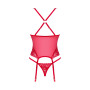 Прозрачный корсет Obsessive Lacelove corset M/L Red, кружево, подвязки для чулок