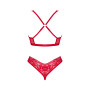 Комплект белья Obsessive Lacelove cupless 2-pcs set XS/S Red, открытый доступ, открытая грудь