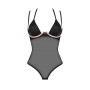 Прозрачное боди Obsessive Selinne teddy M/L Black, мелкая сетка, двойные бретели