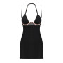 Сорочка Obsessive Selinne chemise & thong XL/2XL Black, стрінги, подвійні бретелі