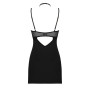 Сорочка Obsessive Selinne chemise & thong XL/2XL Black, стрінги, подвійні бретелі