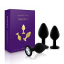 Набор силиконовых анальных пробок с кристаллом Rianne S: Booty Plug Set Black, диаметр 3,2см, 3,5см, 4,2см
