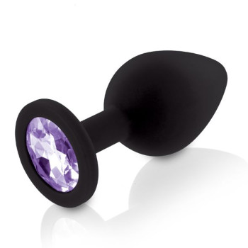 Набор силиконовых анальных пробок с кристаллом Rianne S: Booty Plug Set Black, диаметр 3,2см, 3,5см, 4,2см
