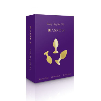 Набір силіконових анальних пробок із кристалом Rianne S: Booty Plug Set Purple, діаметр 3,2см, 3,5см, 4,2см