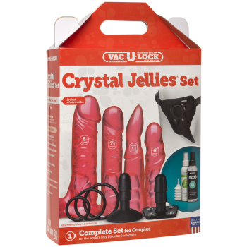 Набір для страпона Doc Johnson Vac-U-Lock Crystal Jellies Set, діаметр 3,8см, 2×4,5см, 5,1 см