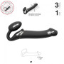 Безремінний страпон з вібрацією Strap-On-Me Vibrating Black M, діаметр 3,8см, пульт ДК, регульований