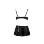 Комплект білизни під латекс Passion DEBY SET S/M, black, ліф, мініспідничка, стрінги