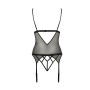 Корсет с открытой грудью Passion DIABOLINA CORSET XXL/XXXL, black, пажи, трусики, полупрозрачный