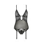 Корсет с декольте Passion ERZA CORSET XXL/XXXL, black, пажи, трусики, полупрозрачный