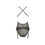 Корсет с декольте Passion ERZA CORSET XXL/XXXL, black, пажи, трусики, полупрозрачный