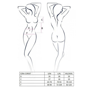 Корсет с декольте Passion ERZA CORSET XXL/XXXL, black, пажи, трусики, полупрозрачный