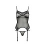 Корсет с пажами Passion MELANIA CORSET XXL/XXXL, black, трусики, полупрозрачный
