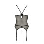 Корсет с пажами Passion MELANIA CORSET XXL/XXXL, black, трусики, полупрозрачный