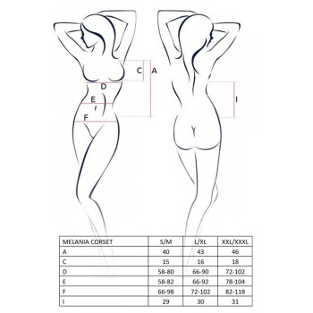 Корсет с пажами Passion MELANIA CORSET XXL/XXXL, black, трусики, полупрозрачный