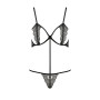 Комплект білизни Passion Exclusive QUENTRIS BIKINI L/XL, black, стрінги і напіввідкритий ліф