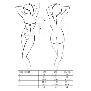 Корсет с пажами Passion HELLEN CORSET S/M, black, трусики, полупрозрачный