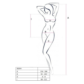 Бодістокінг з імітацією корсетної шнурівки Passion BS094 One Size, black, квітковий візерунок, з дос